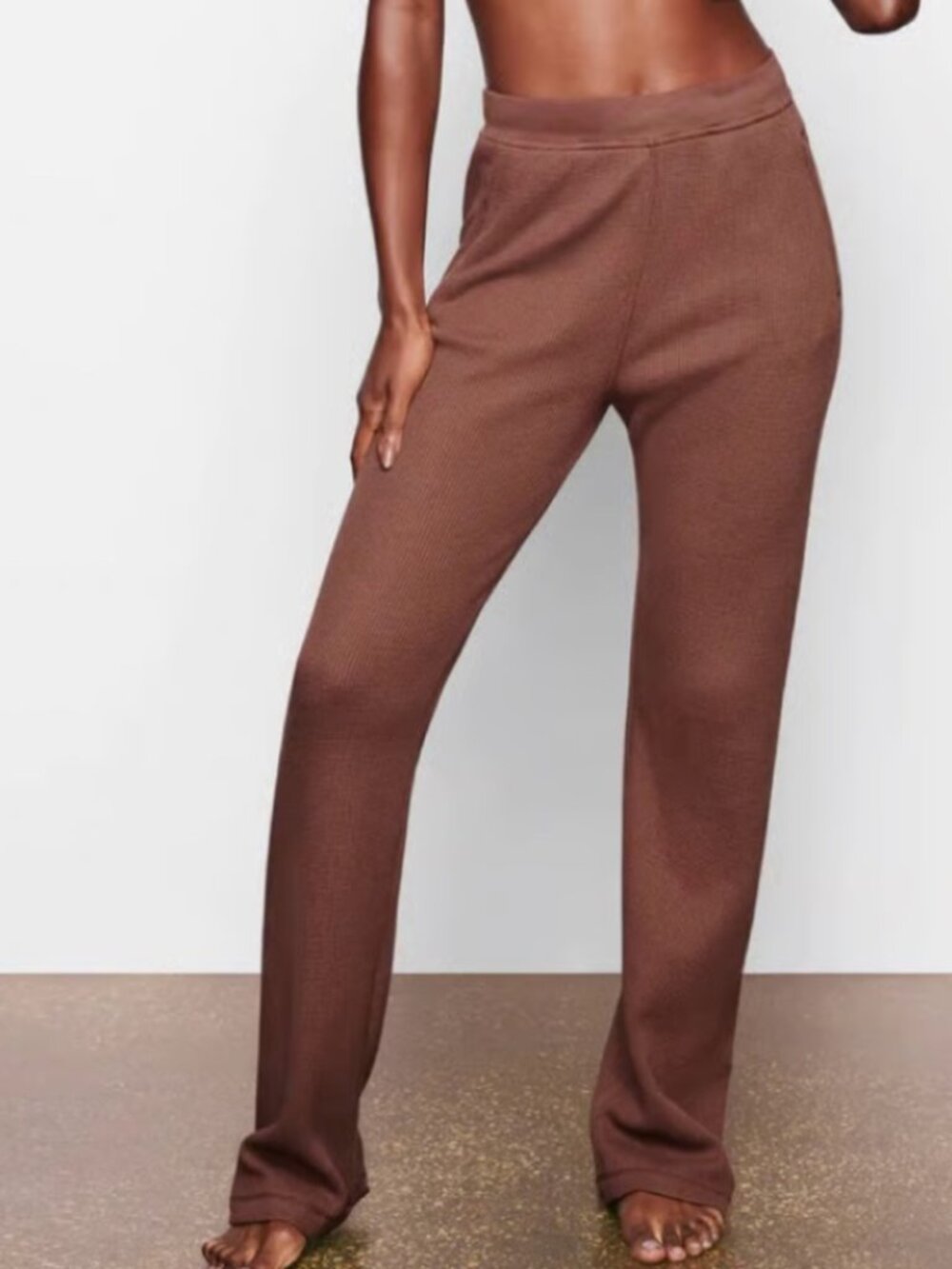 SKIMS Brown Waffle Lounge Sweatpants